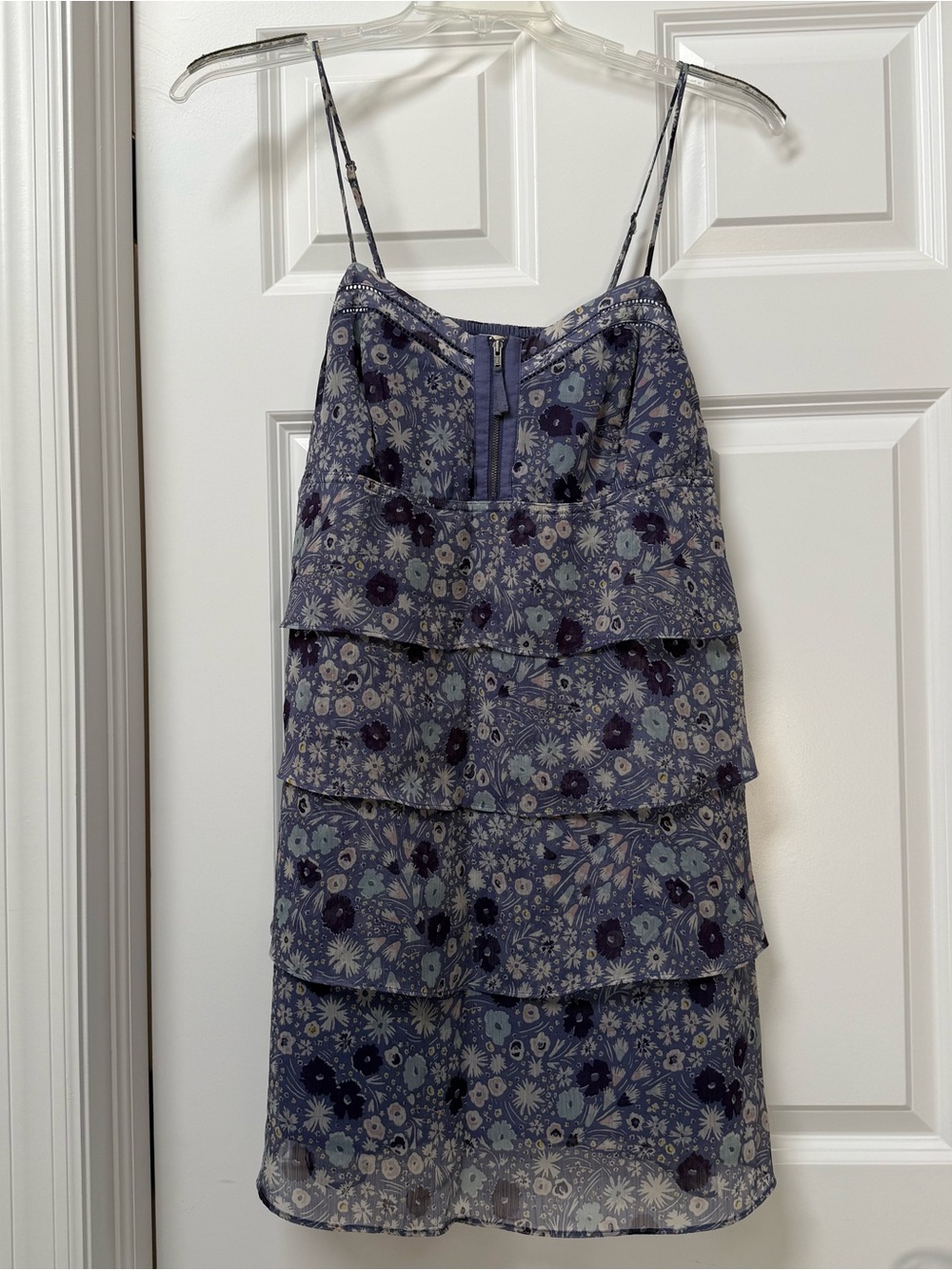 American Eagle Outfitters purple floral tiered chiffon dress size 10